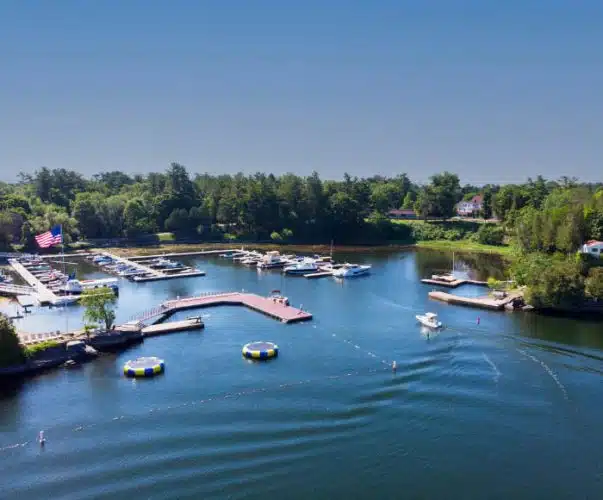 An aerial view of the waterfront