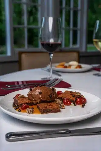 Chocolate dessert from Ardelia's at Basin Harbor