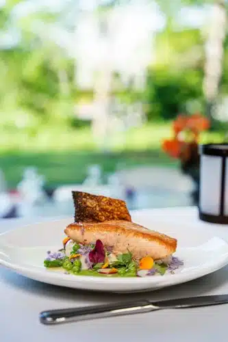 Salmon entree from Ardelia's at Basin Harbor