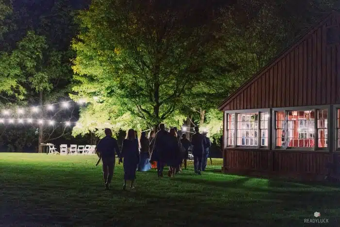 Guests leaving the wedding reception