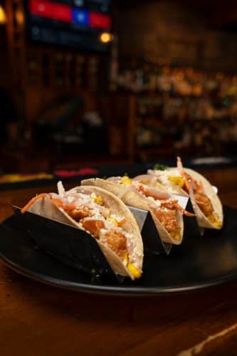 Tacos at the bar of The Red Mill