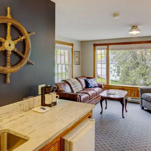 A living room in one of the accommodations