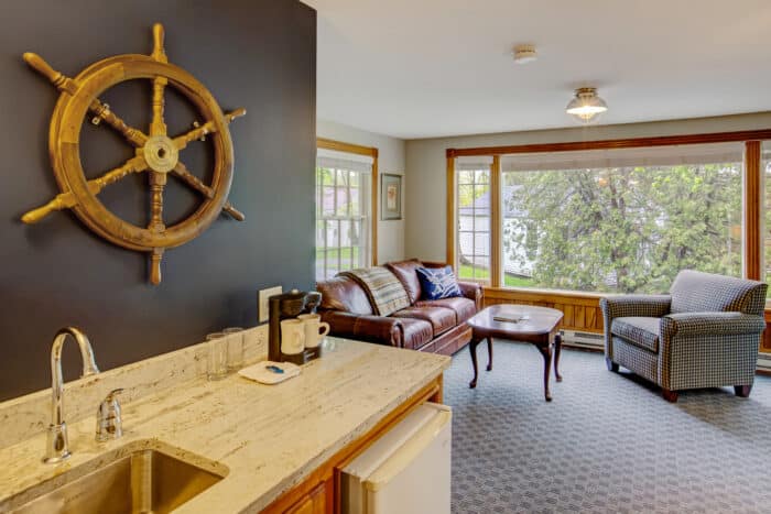 A living room in one of the accommodations