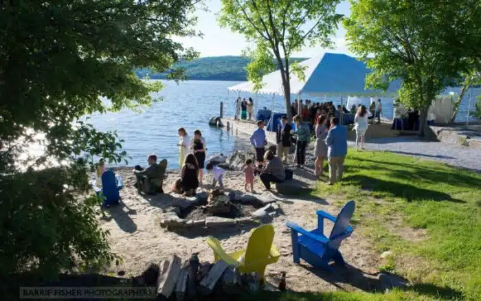 North Dock firepit with kids roasting smores