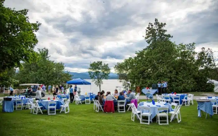 North Dock lawn area set for a casual dinner