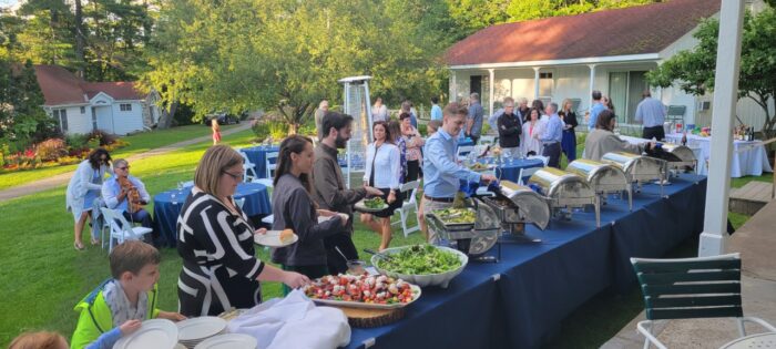 A buffet on the Surprise Garden Lawn
