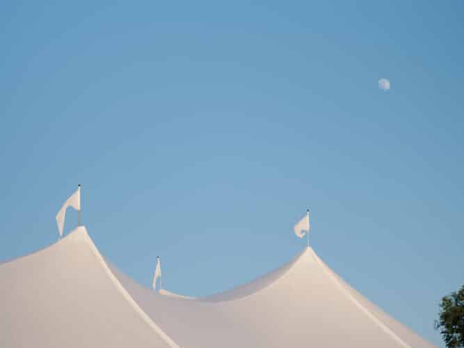 The top of a wedding tent