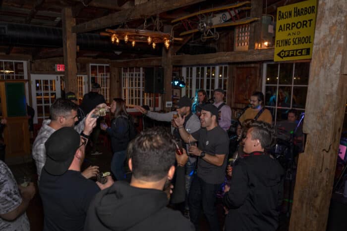 Group dances to live music at The REd Mill