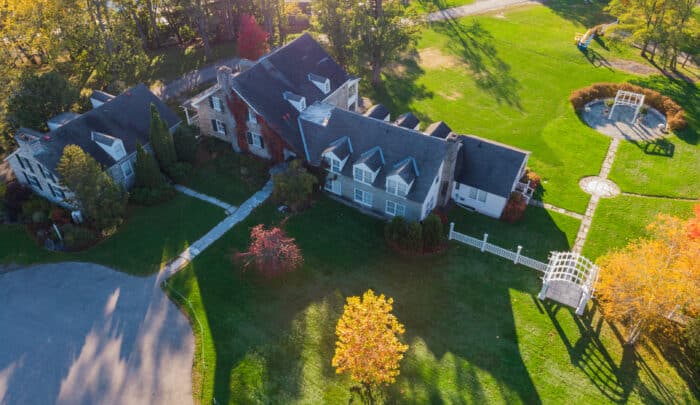 An aerial view of one of the accommodations