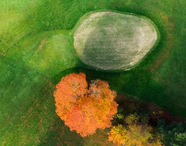 An aerial view of the golf course