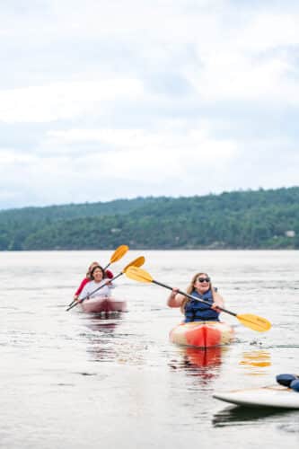 A group of people kayaking