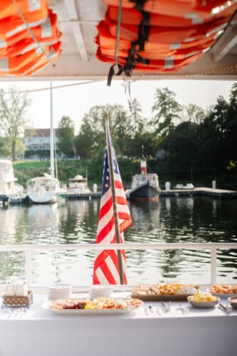A table set up with hor devours on the EScape Cruise