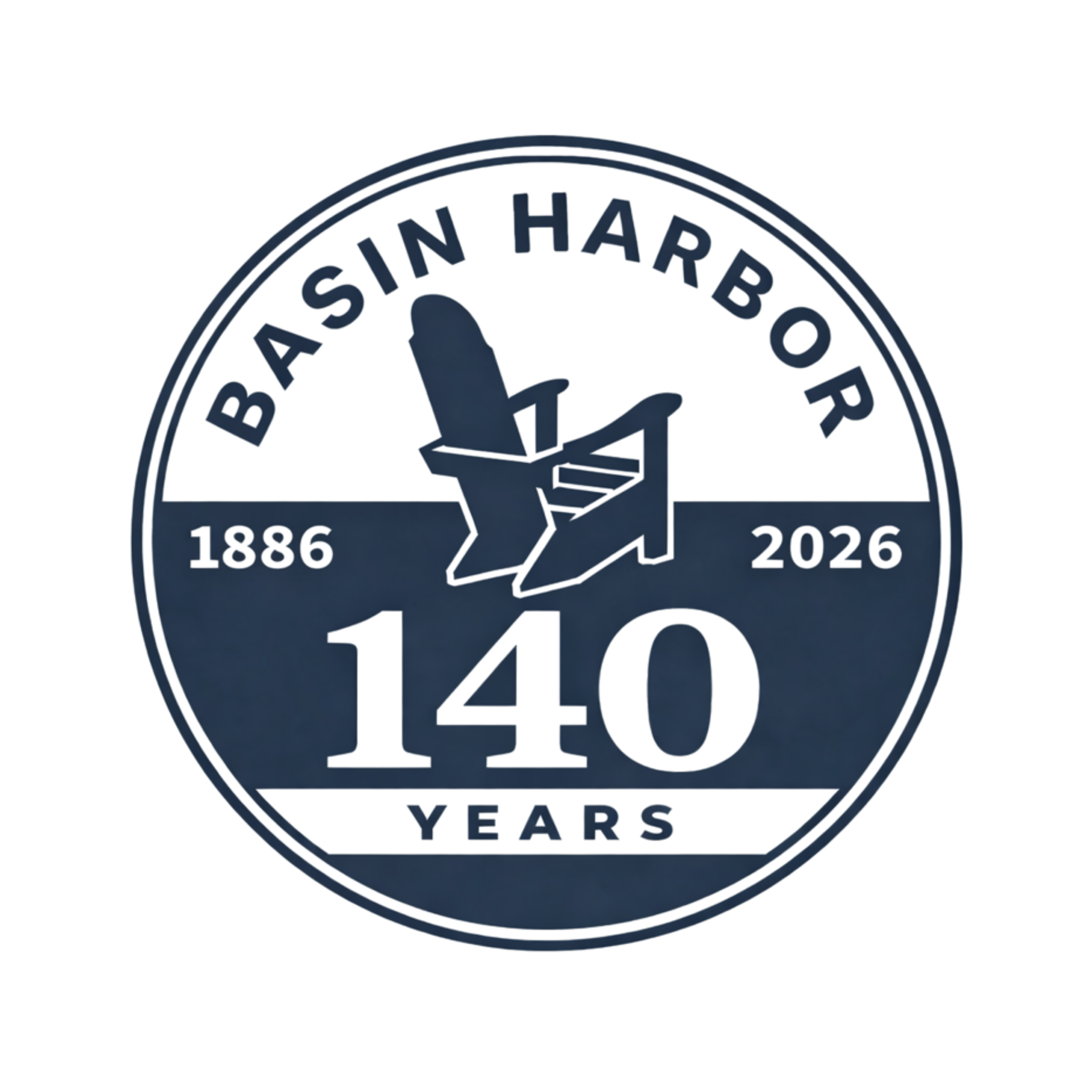 Basin Harbor 140 years anniversary badge